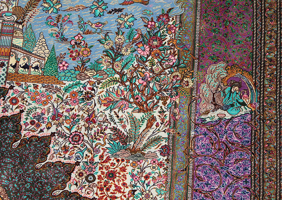 Qom silk carpet from Jamshidi